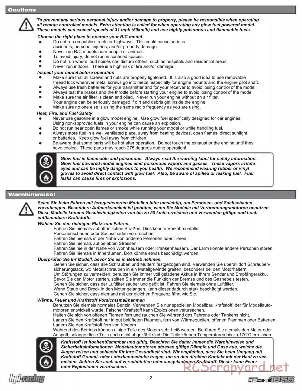 HPI - Nitro RS4 3 18SS - Manual - Page 2