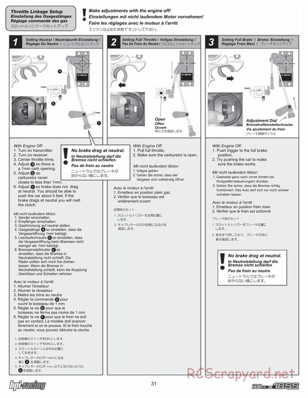 HPI - Nitro RS4 3 18SS - Manual - Page 31