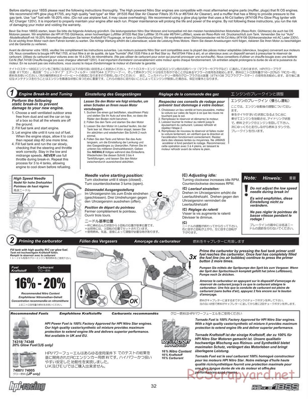 HPI - Nitro RS4 3 18SS - Manual - Page 32