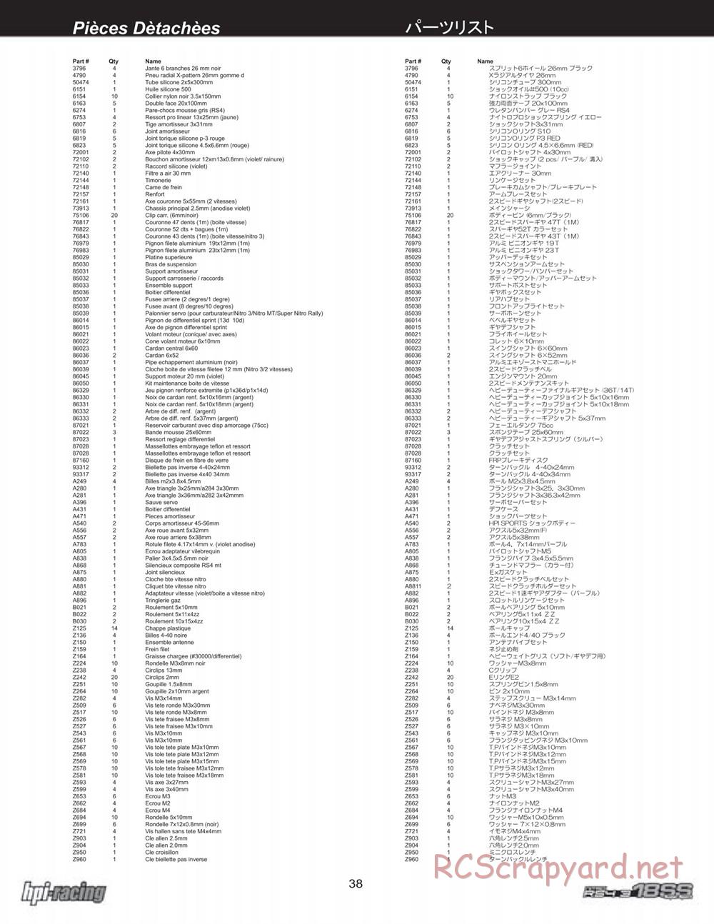 HPI - Nitro RS4 3 18SS - Manual - Page 38