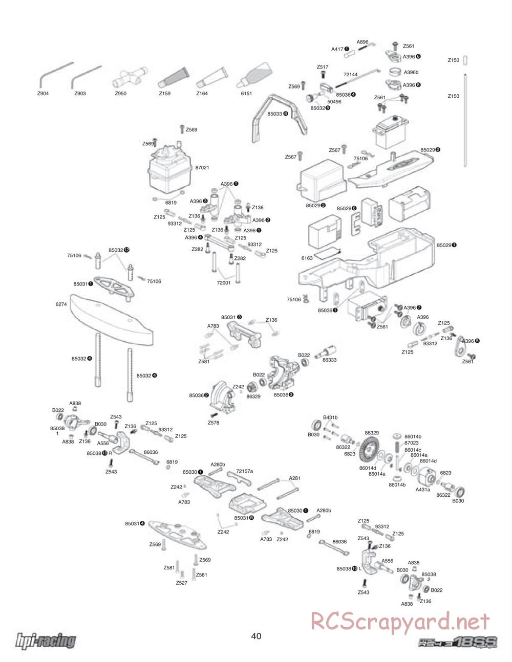 HPI - Nitro RS4 3 18SS - Exploded View - Page 40