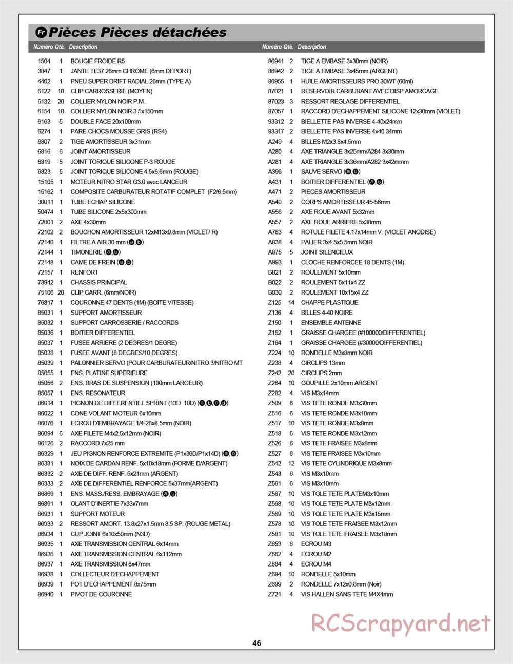 HPI - Nitro RS4 3 Drift - Manual - Page 46