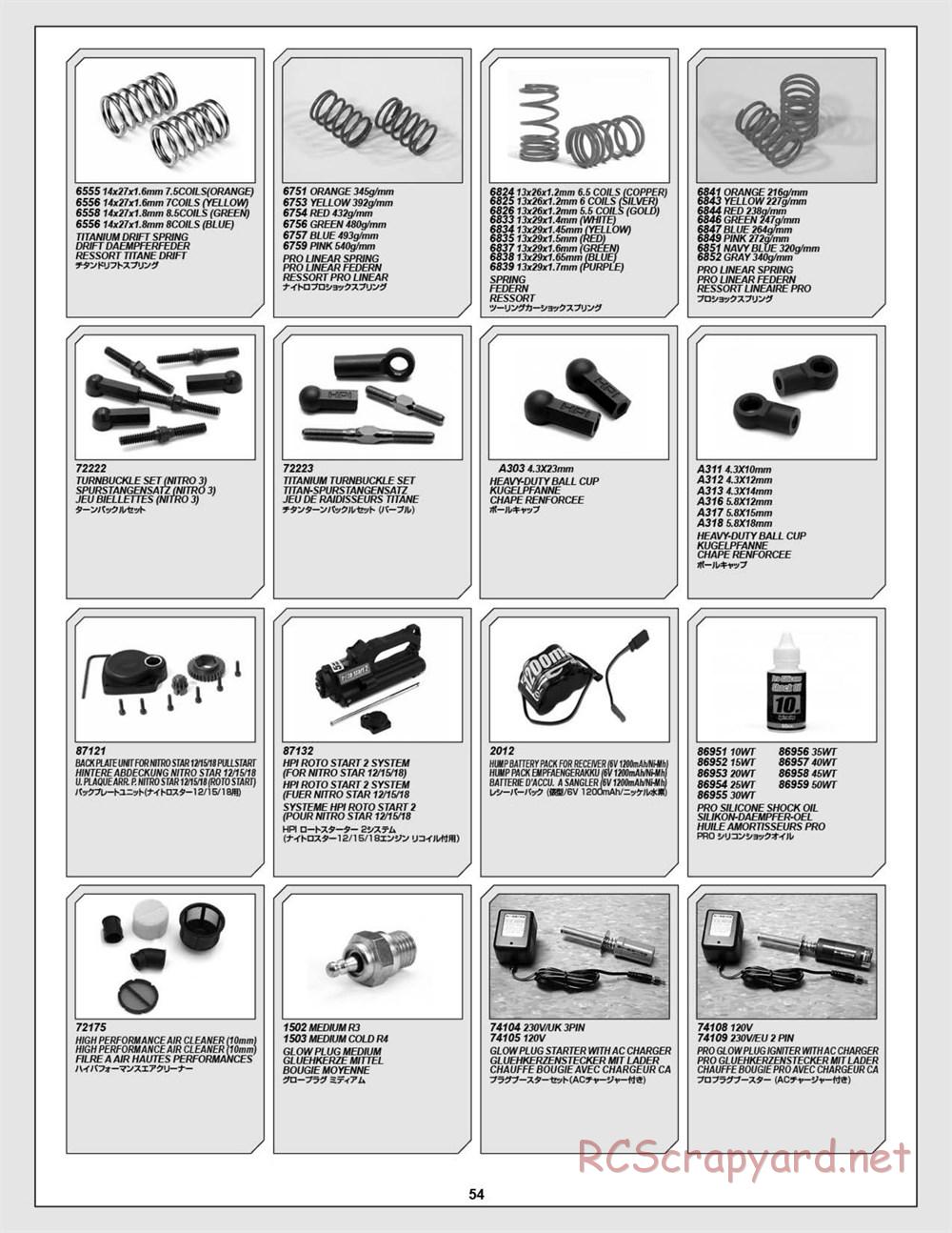 HPI - Nitro RS4 3 Drift - Manual - Page 54