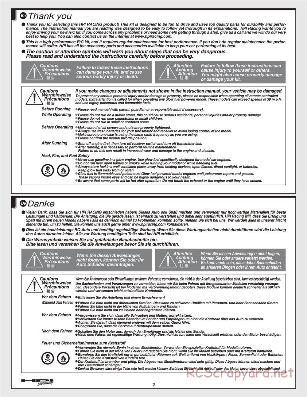 HPI - Nitro RS4 3 Drift - Manual - Page 2