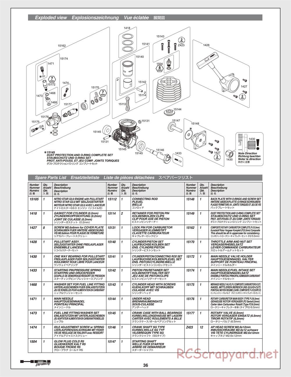 HPI - Nitro RS4 3 Drift - Manual - Page 36
