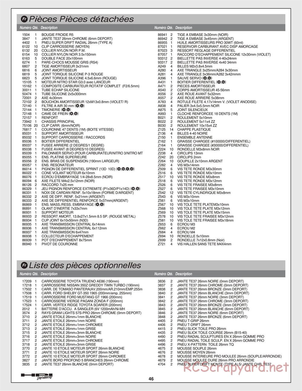 HPI - Nitro RS4 3 Drift - Manual - Page 46