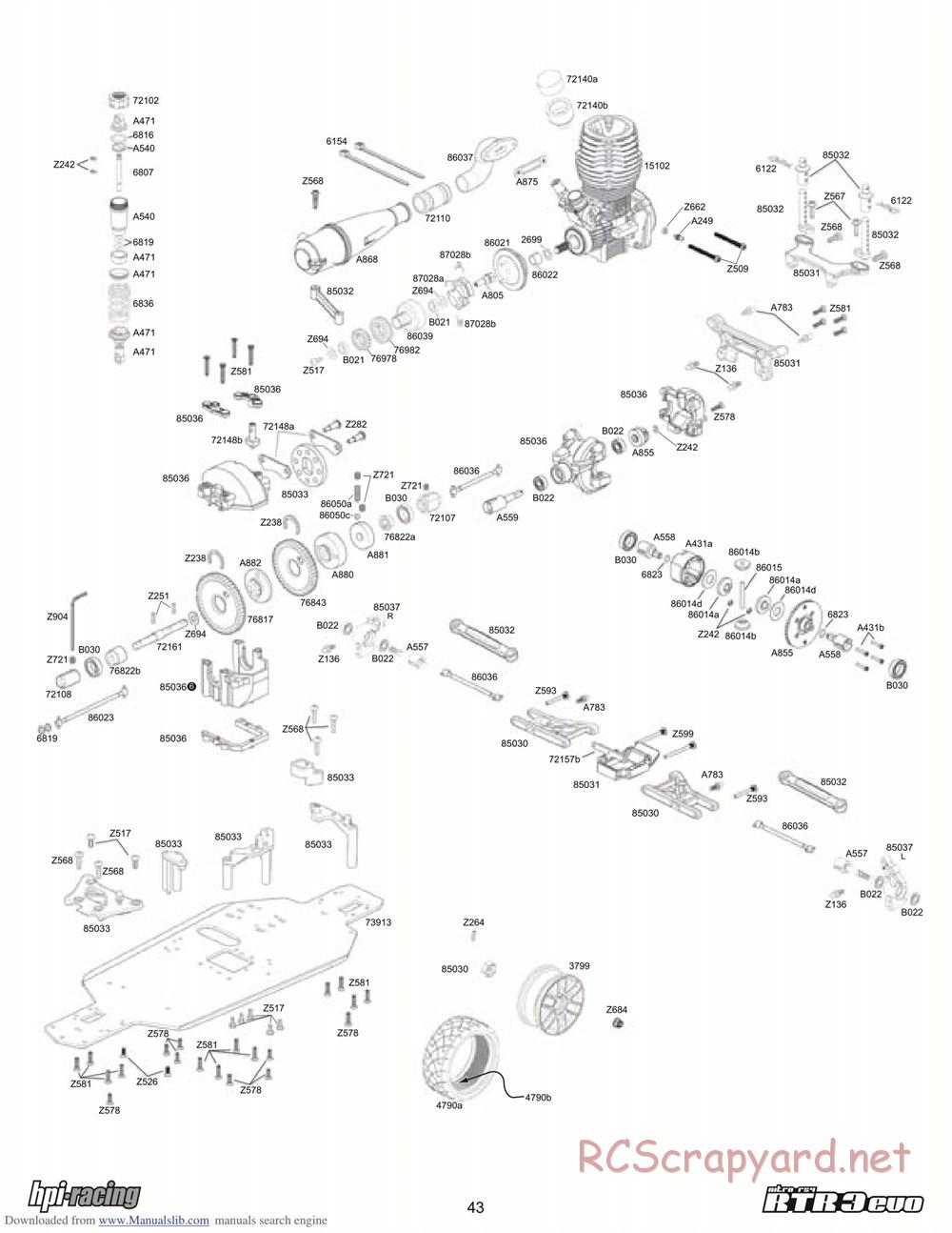 HPI - Nitro RS4 3 Evo - Exploded View - Page 43