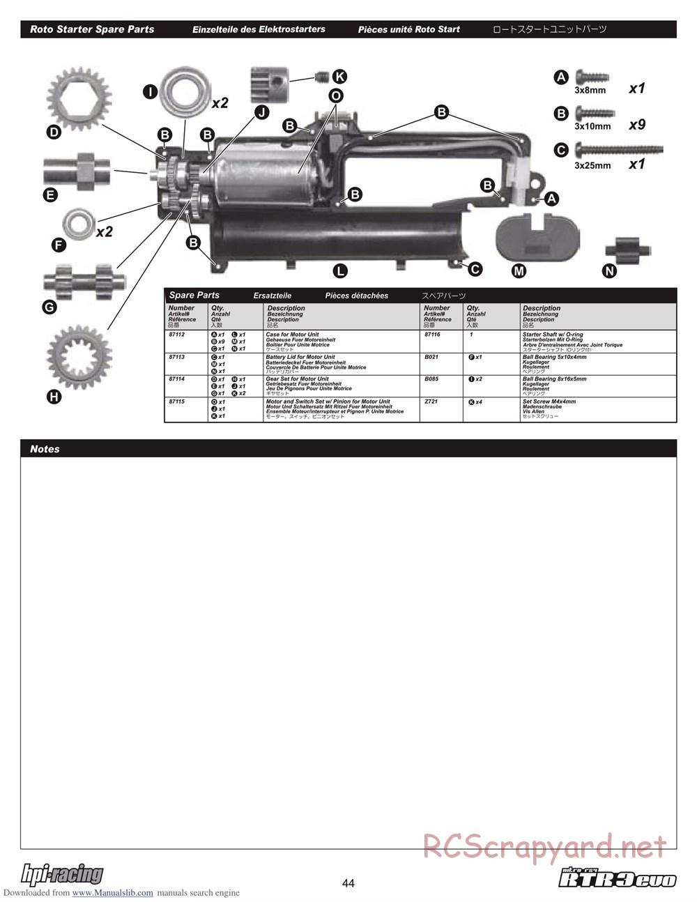HPI - Nitro RS4 3 Evo - Exploded View - Page 44