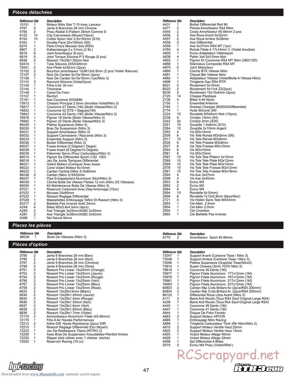 HPI - Nitro RS4 3 Evo - Manual - Page 47