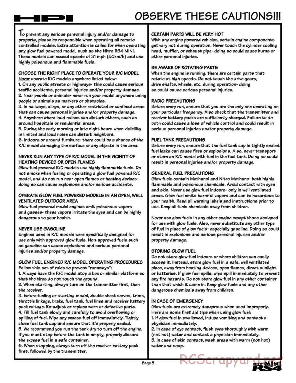 HPI - Nitro RS4 Mini - Manual - Page 5