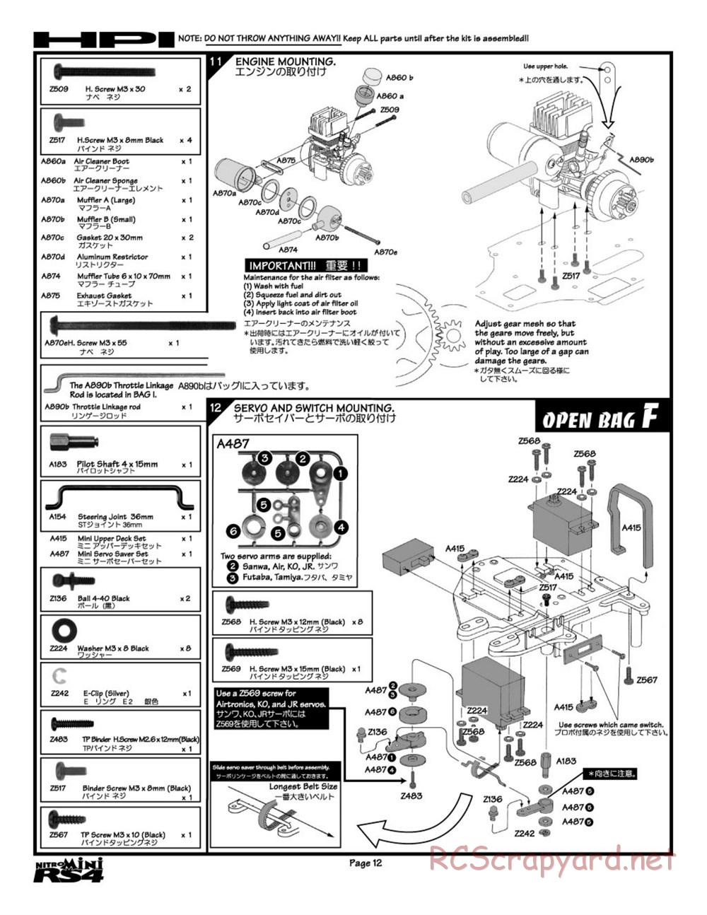 HPI - Nitro RS4 Mini - Manual - Page 12