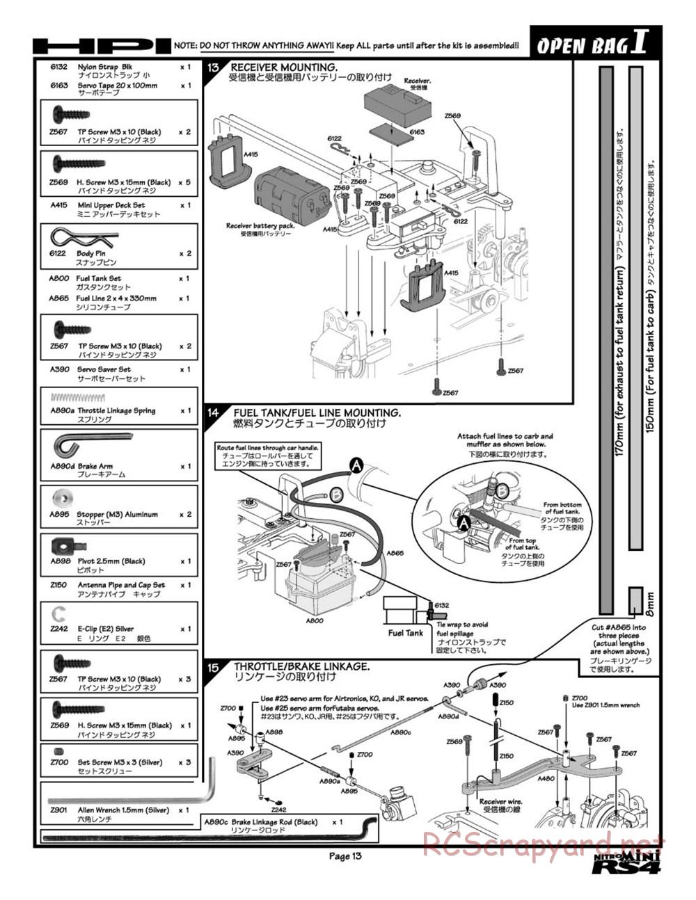 HPI - Nitro RS4 Mini - Manual - Page 13
