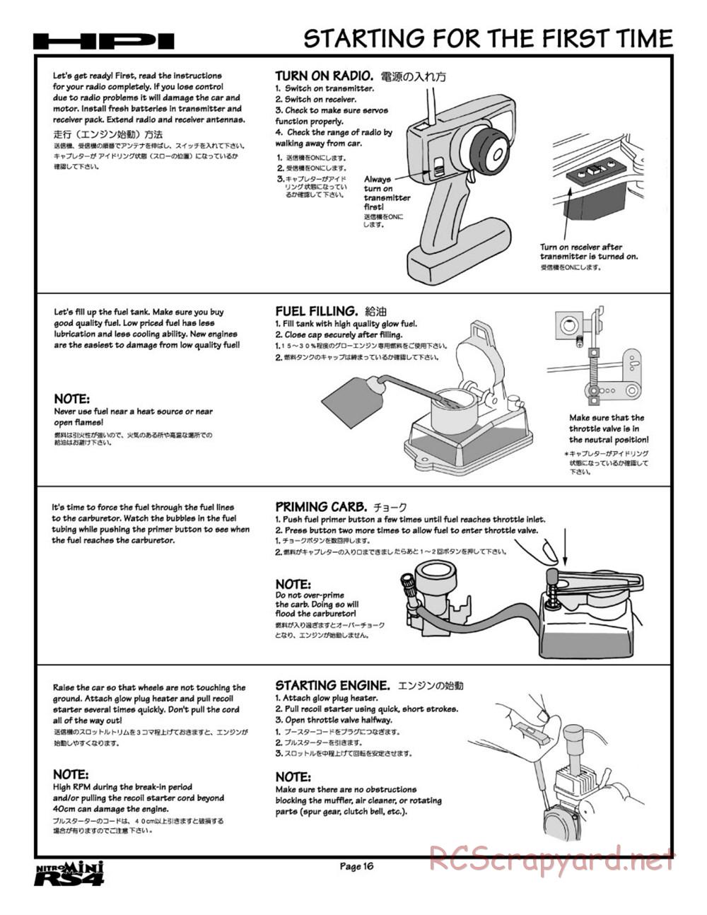 HPI - Nitro RS4 Mini - Manual - Page 16