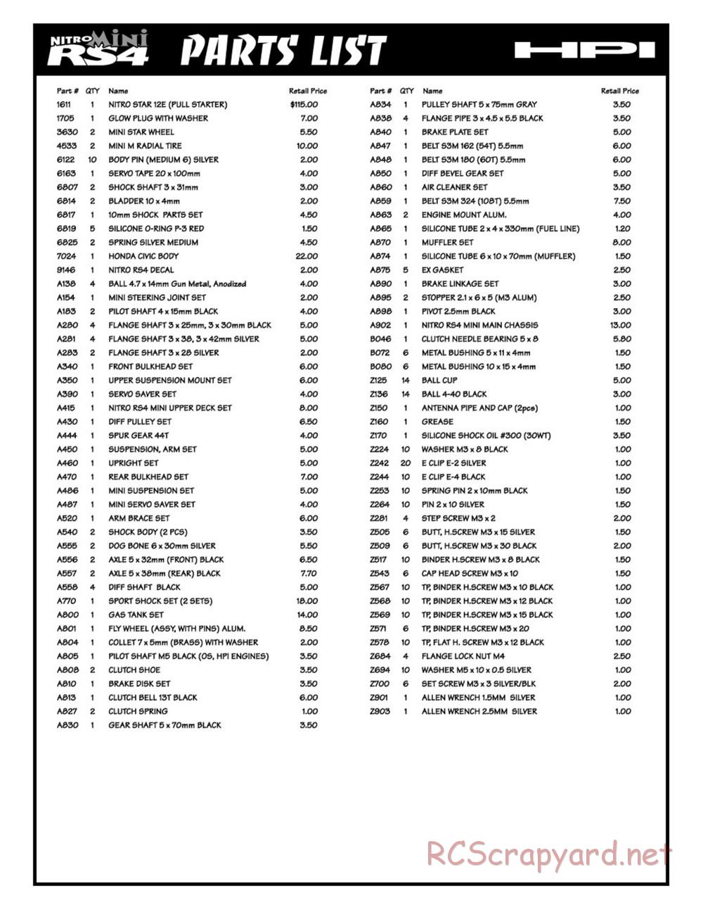 HPI - Nitro RS4 Mini - Manual - Page 20