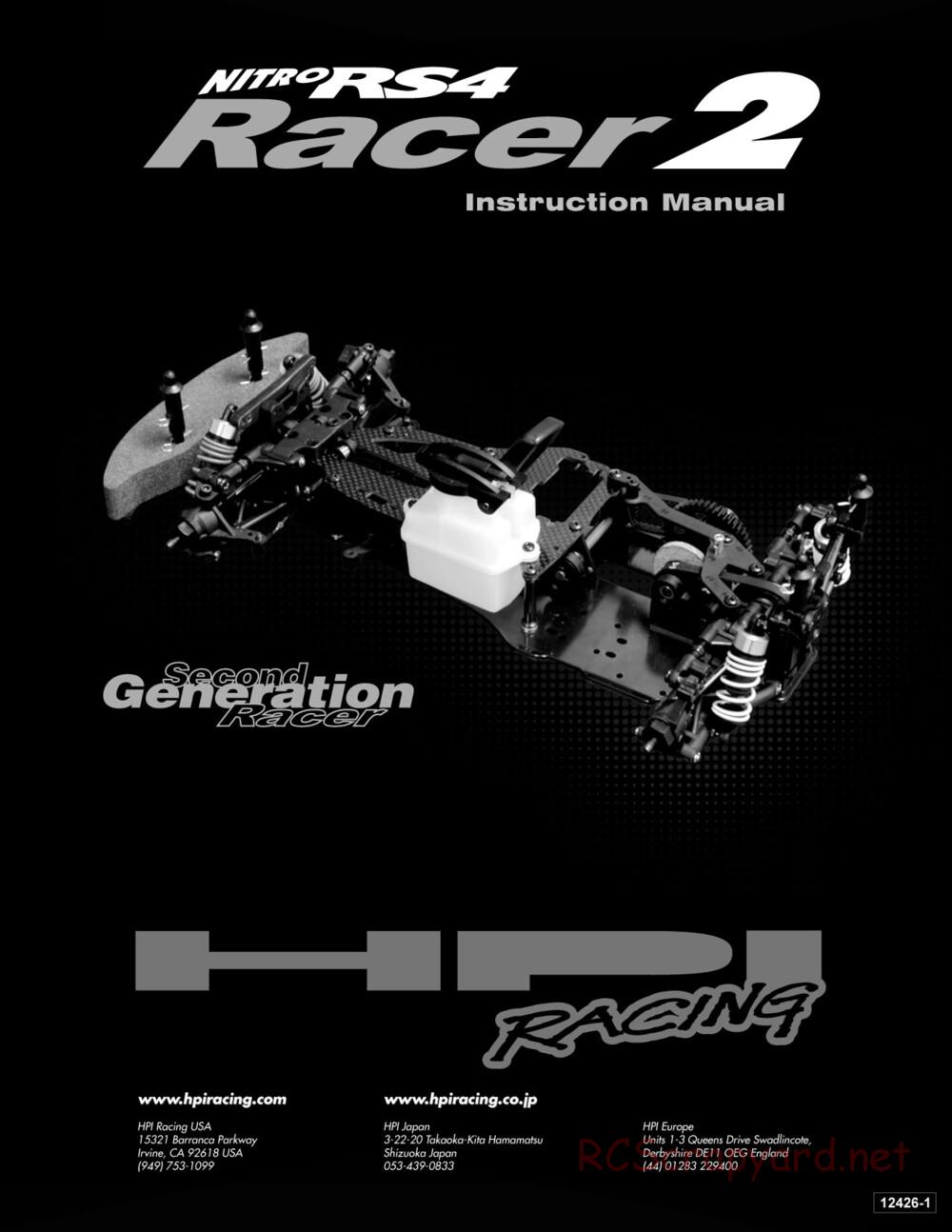 HPI - Nitro RS4 Racer 2 Chassis - Manual - Page 1