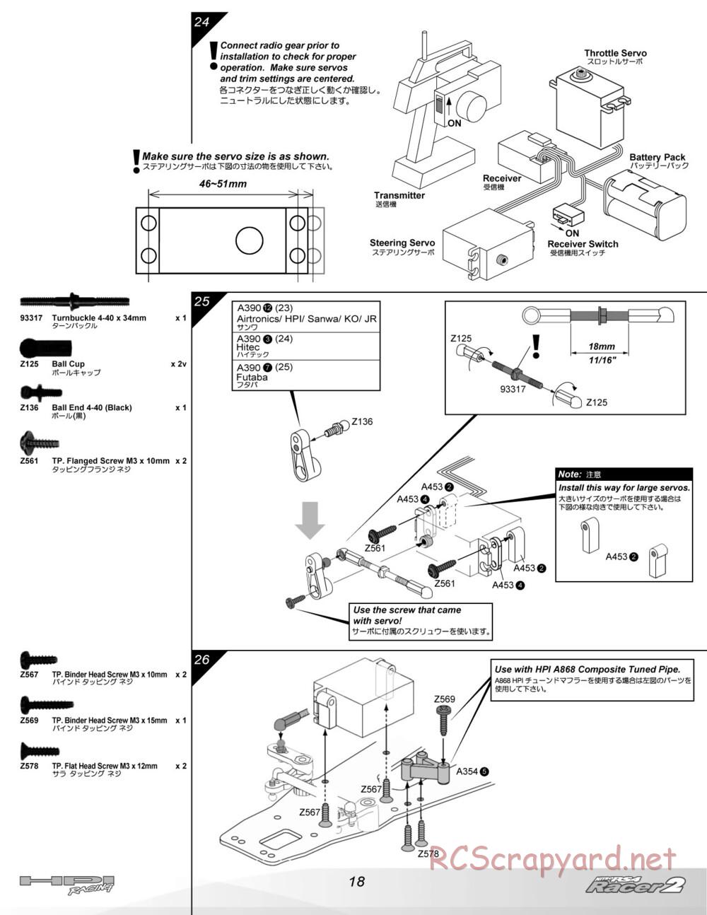 HPI - Nitro RS4 Racer 2 Chassis - Manual - Page 18