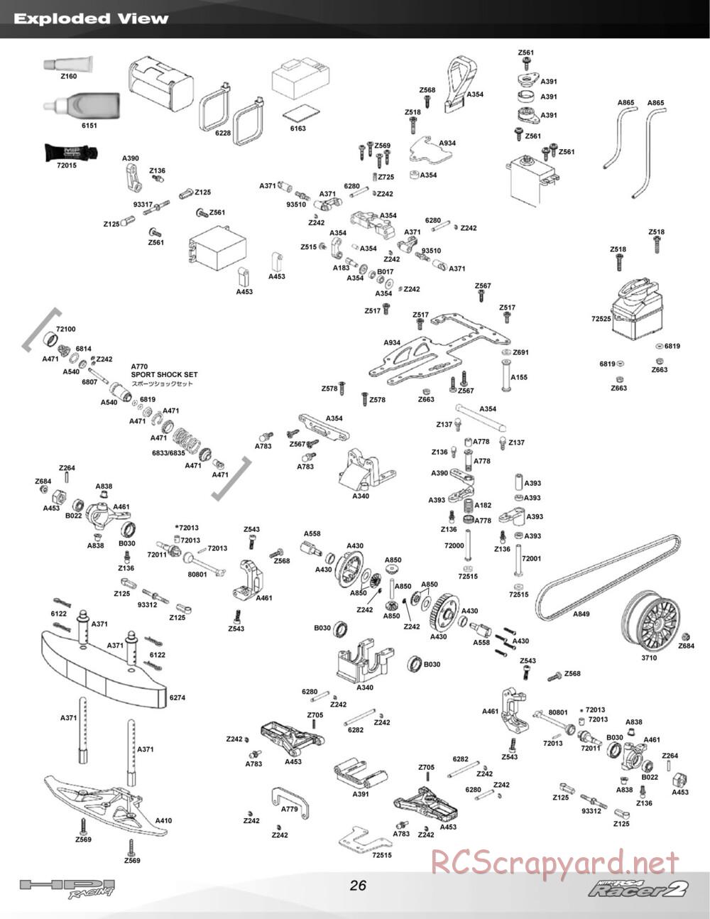 HPI - Nitro RS4 Racer 2 Chassis - Exploded View - Page 26