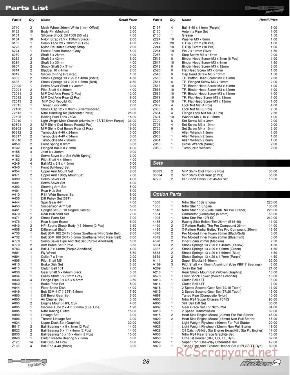 HPI - Nitro RS4 Racer 2 Chassis - Manual - Page 28