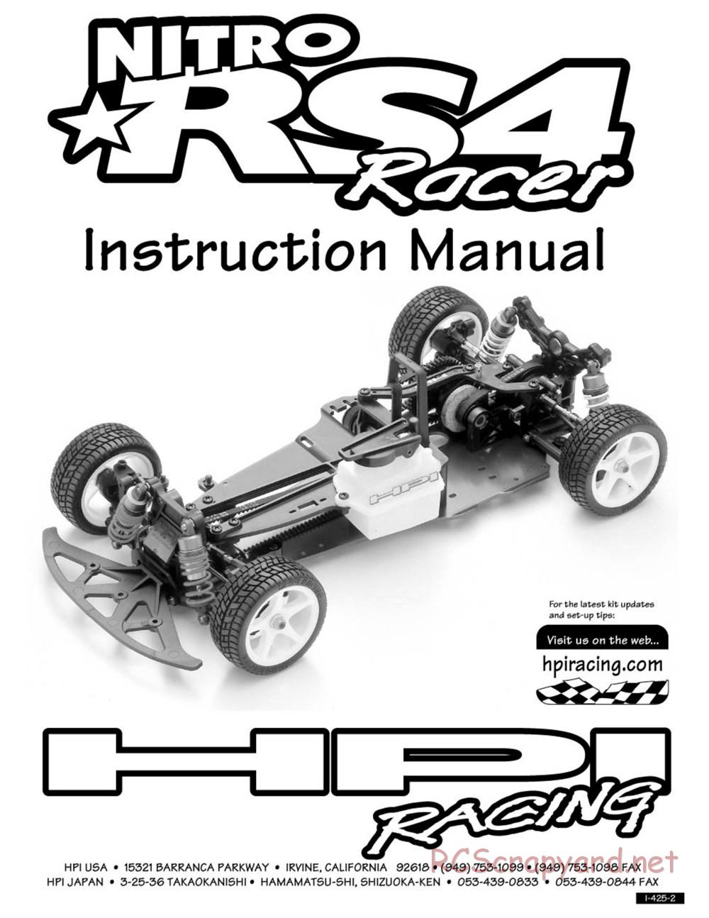 HPI - Nitro RS4 Racer Chassis - Manual - Page 1