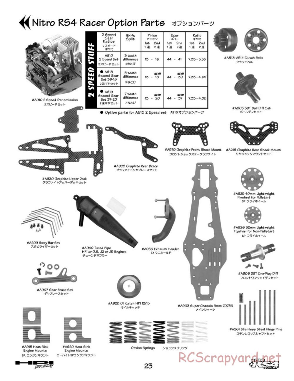 HPI - Nitro RS4 Racer Chassis - Manual - Page 23