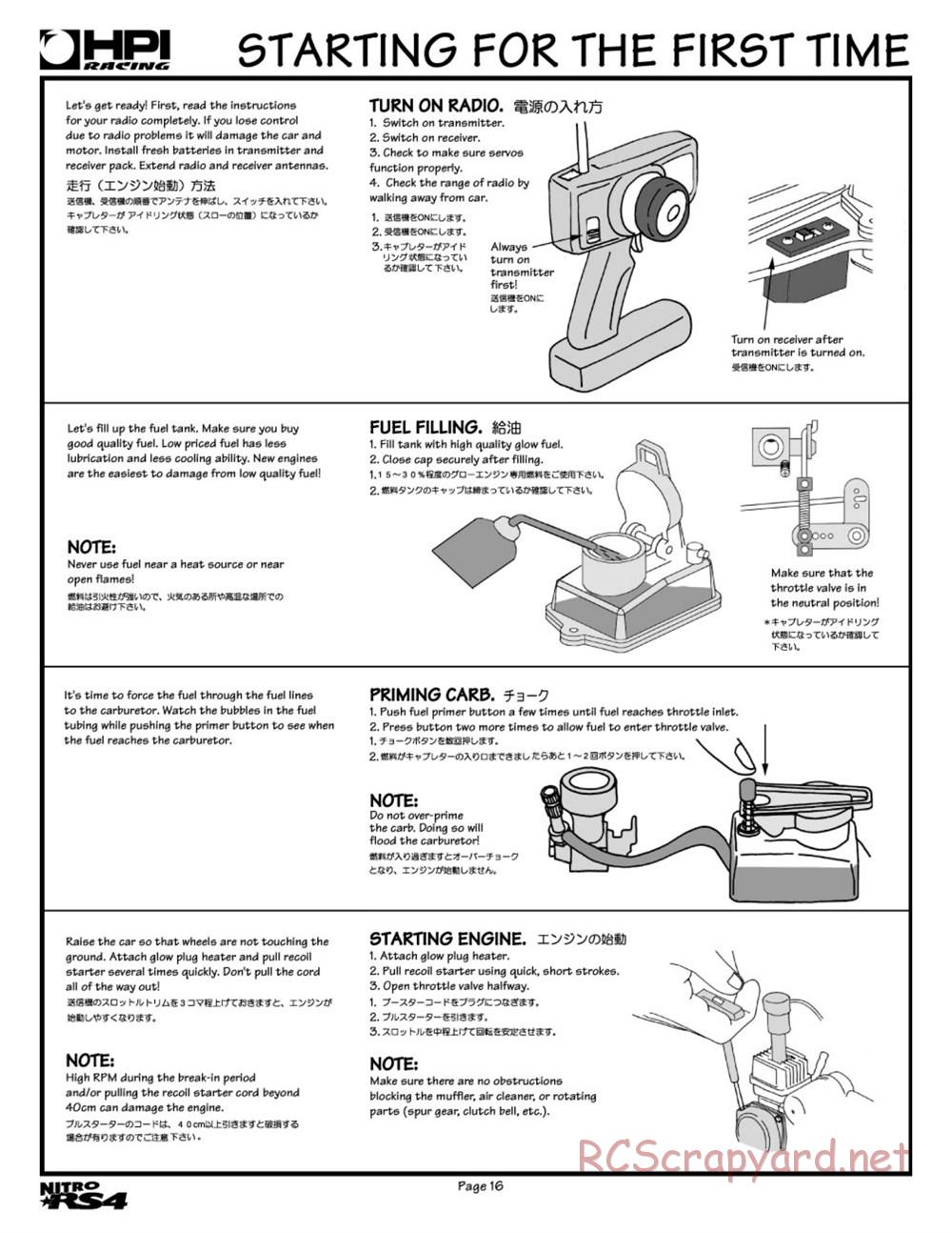 HPI - Nitro RS4 - Manual - Page 16