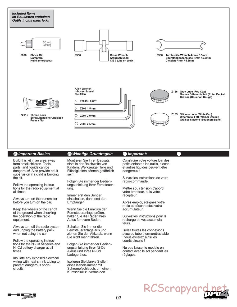 HPI - Pro4 Hara Edition - Manual - Page 3