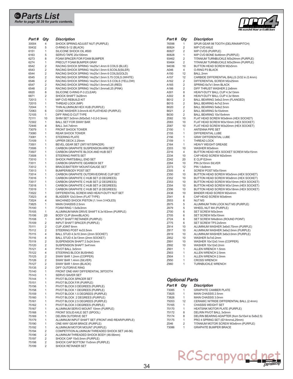 HPI - Pro4 Hara Edition - Manual - Page 34