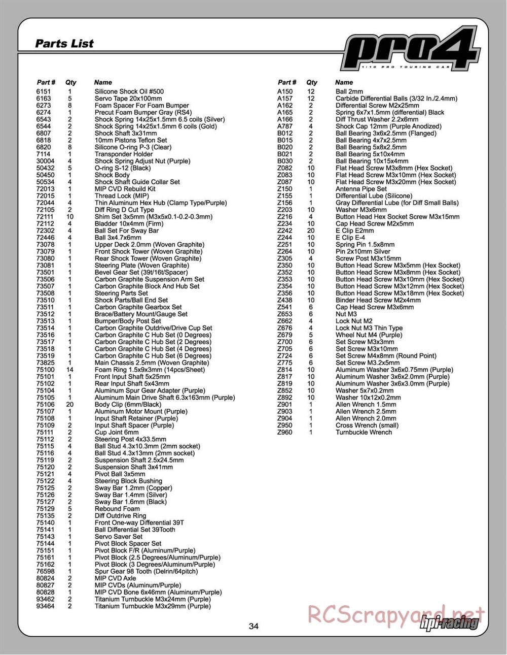 HPI - RS4 Pro4 - Manual - Page 34