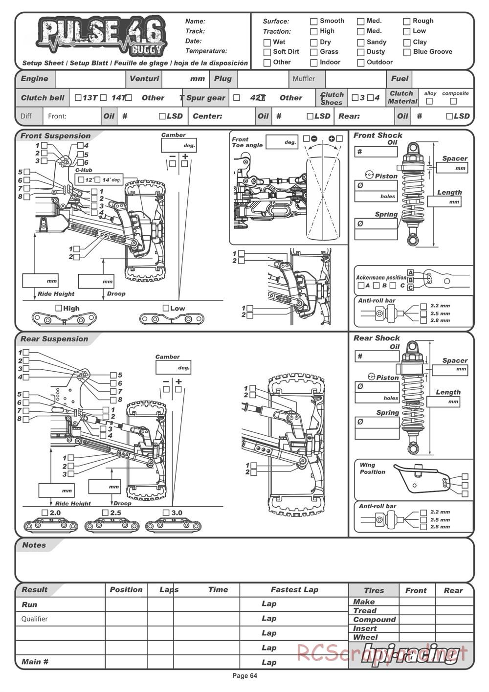 HPI - Pulse 4.6 Buggy - Manual - Page 64