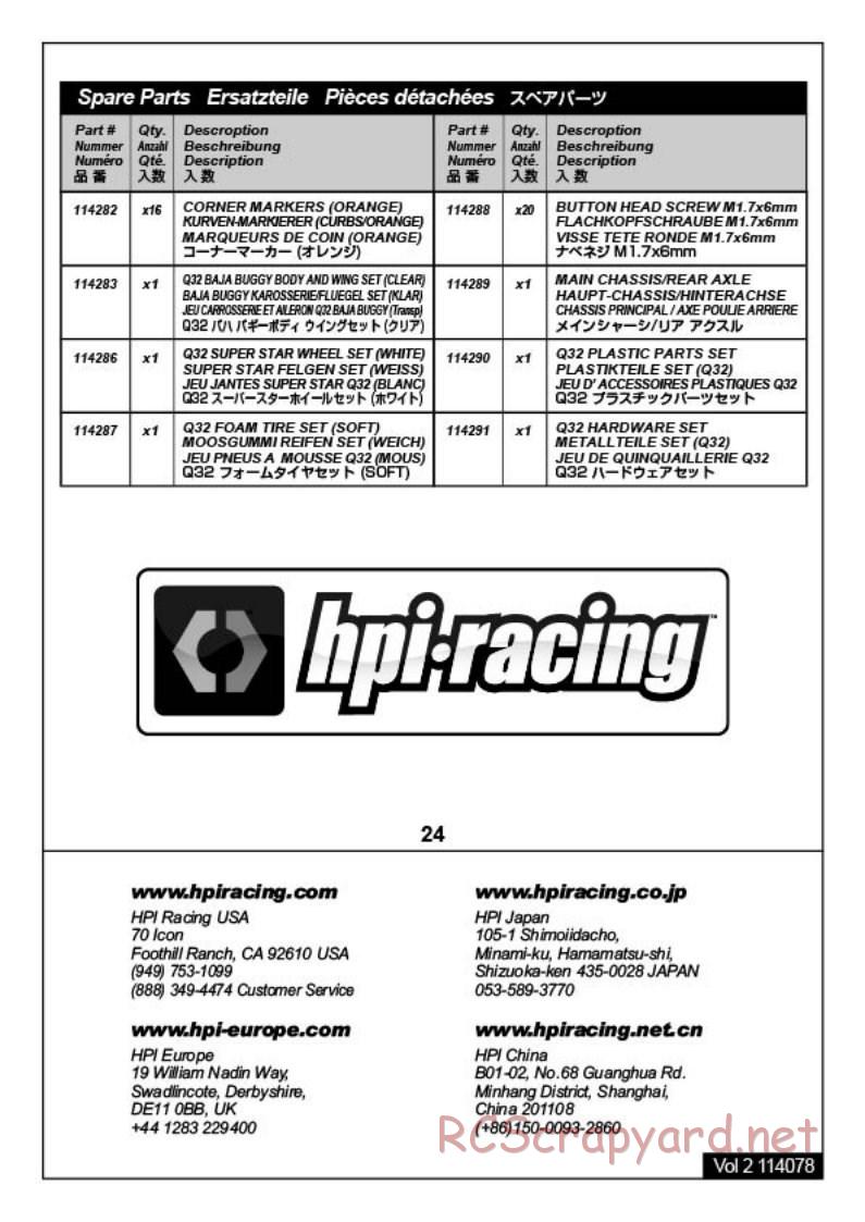 HPI - Q32 Trophy Truggy - Manual - Page 24