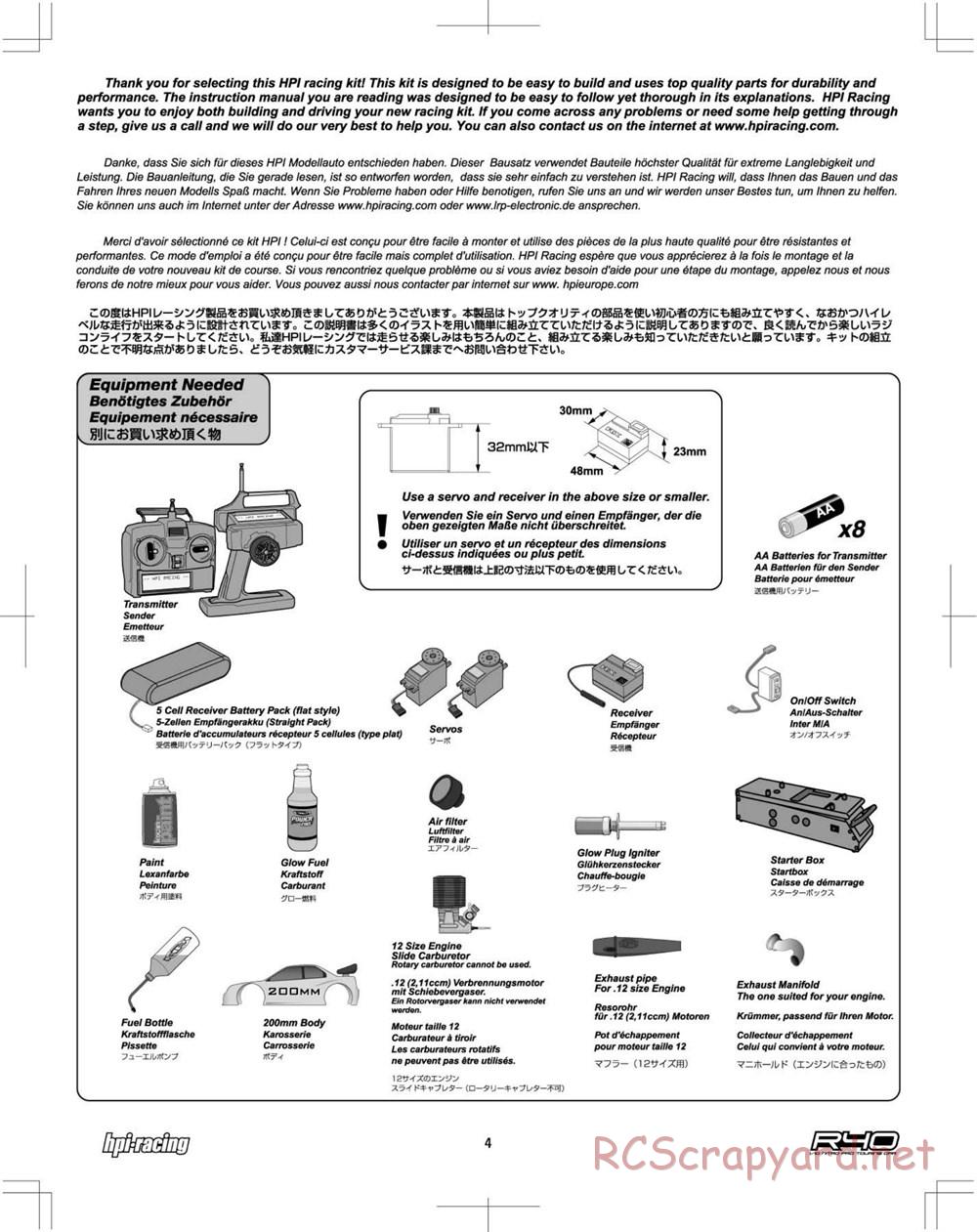 HPI - R40 Nitro Touring Car - Manual - Page 4