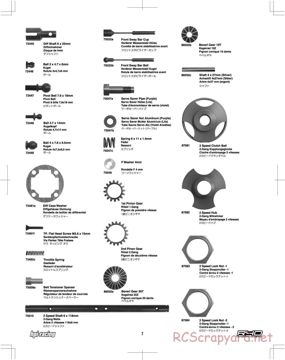 HPI - R40 Nitro Touring Car - Manual - Page 7