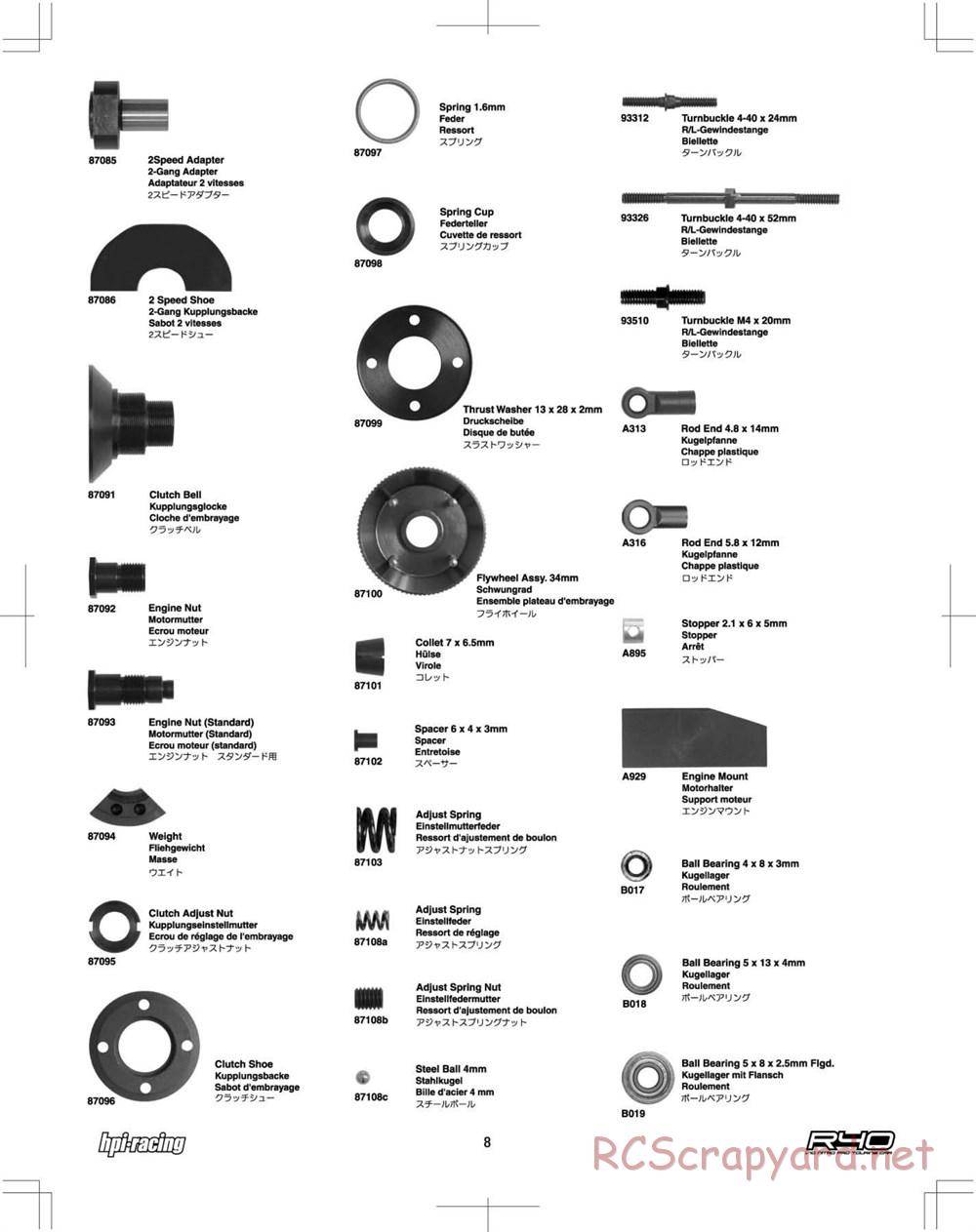 HPI - R40 Nitro Touring Car - Manual - Page 8