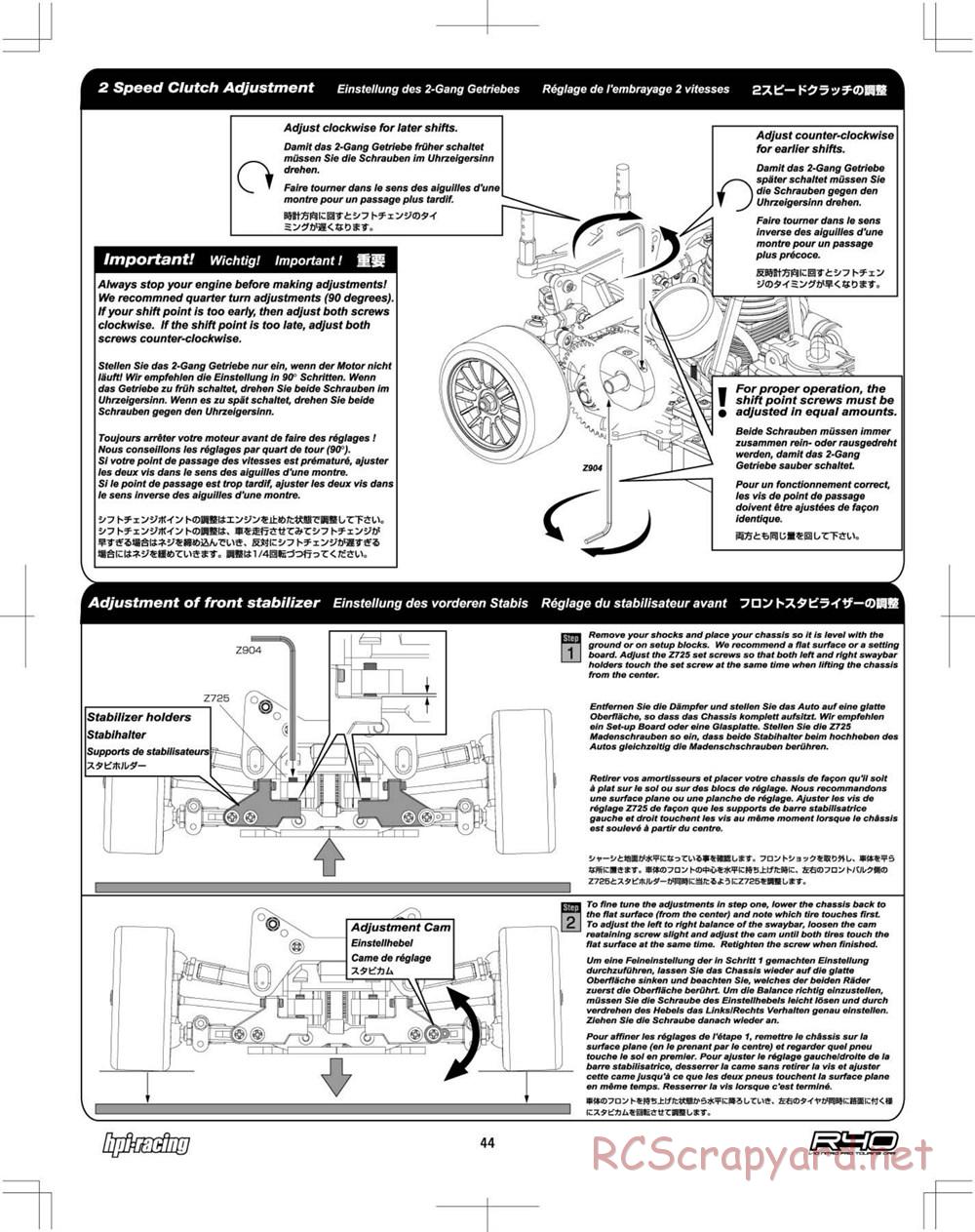 HPI - R40 Nitro Touring Car - Manual - Page 44