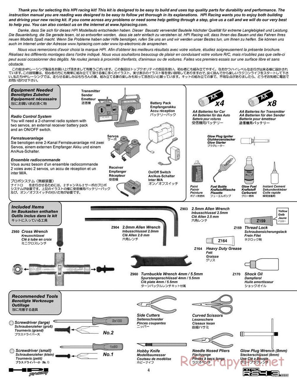 HPI - Nitro RS4 3 SS (2002) - Manual - Page 4