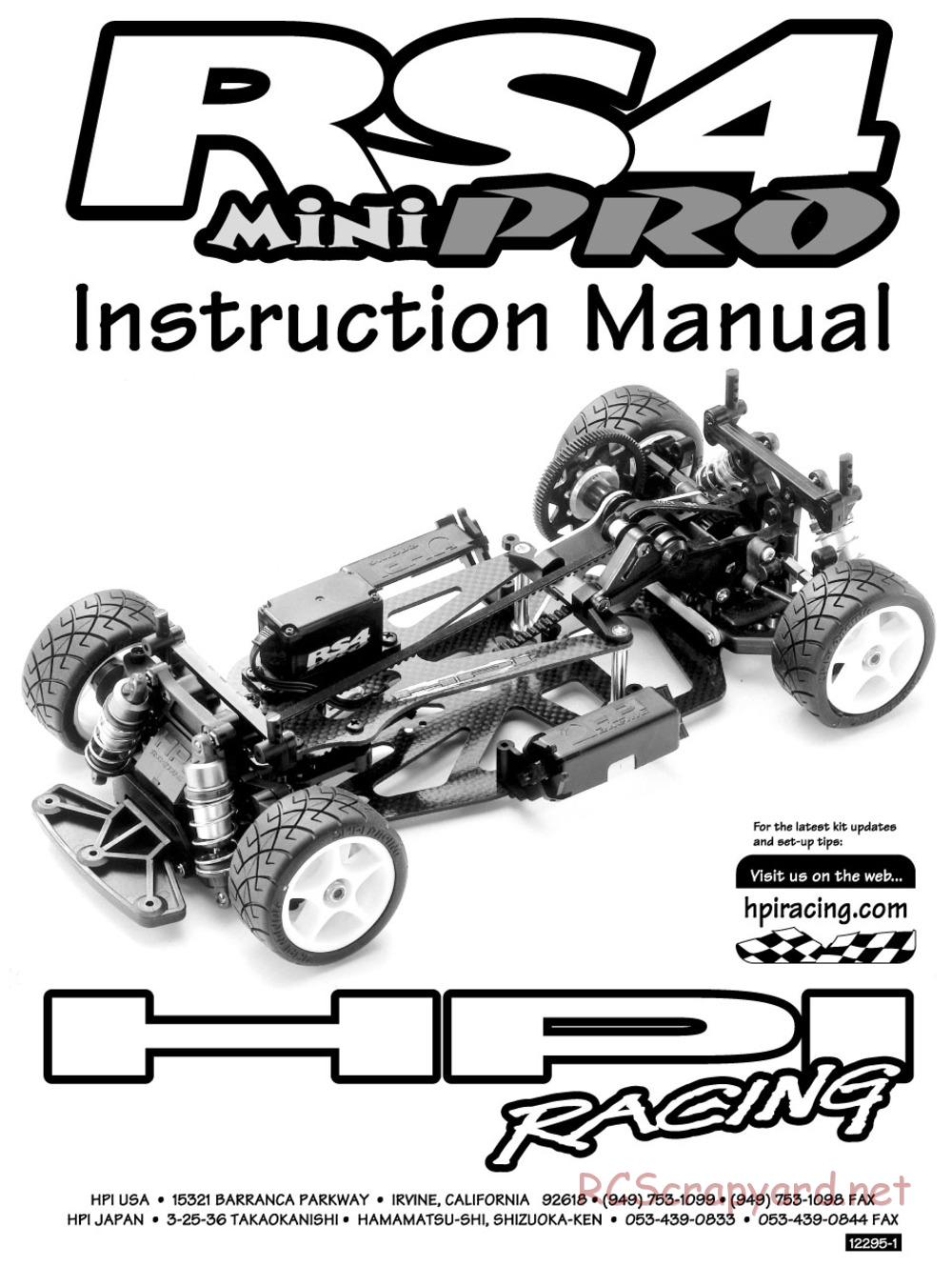 HPI - RS4 Mini Pro - Manual - Page 1
