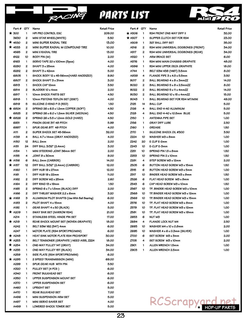 HPI - RS4 Mini Pro - Manual - Page 23