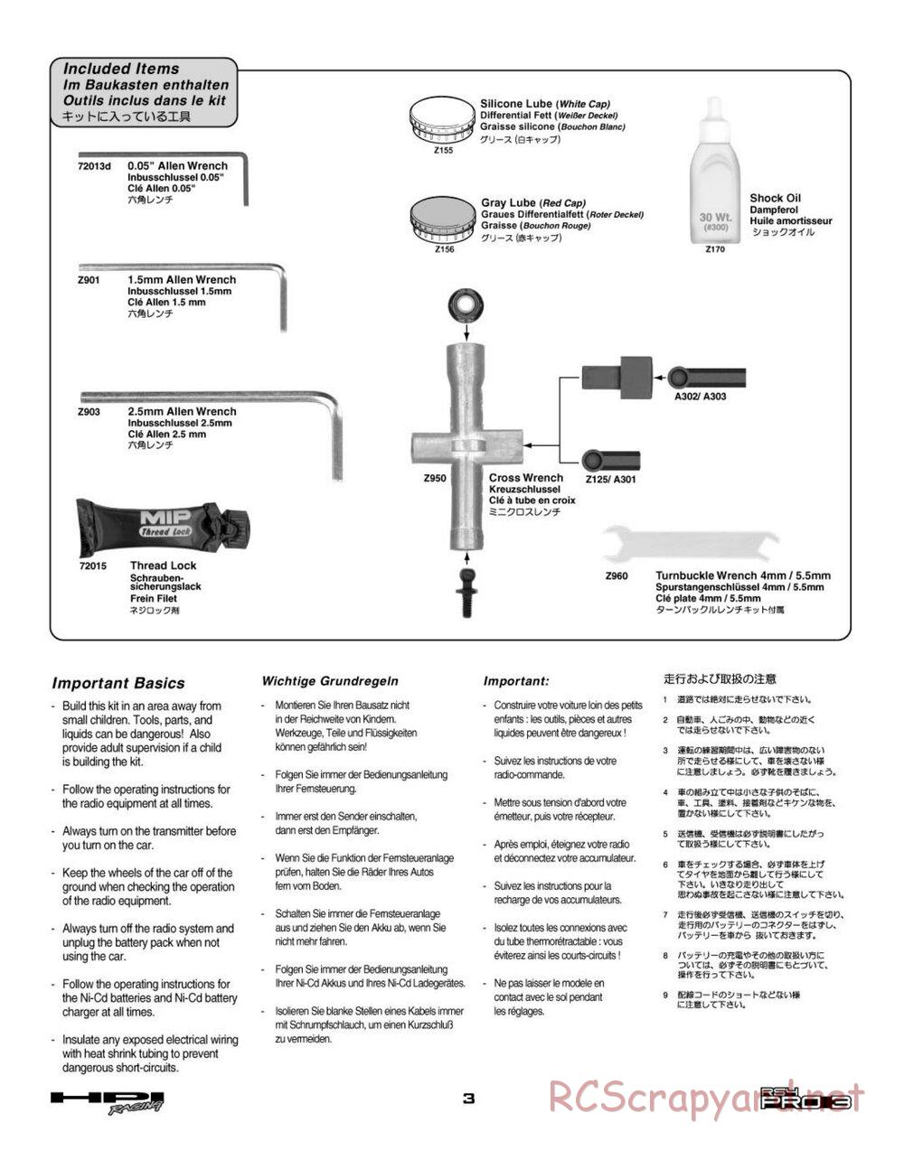 HPI - RS4 Pro 3 - Manual - Page 3