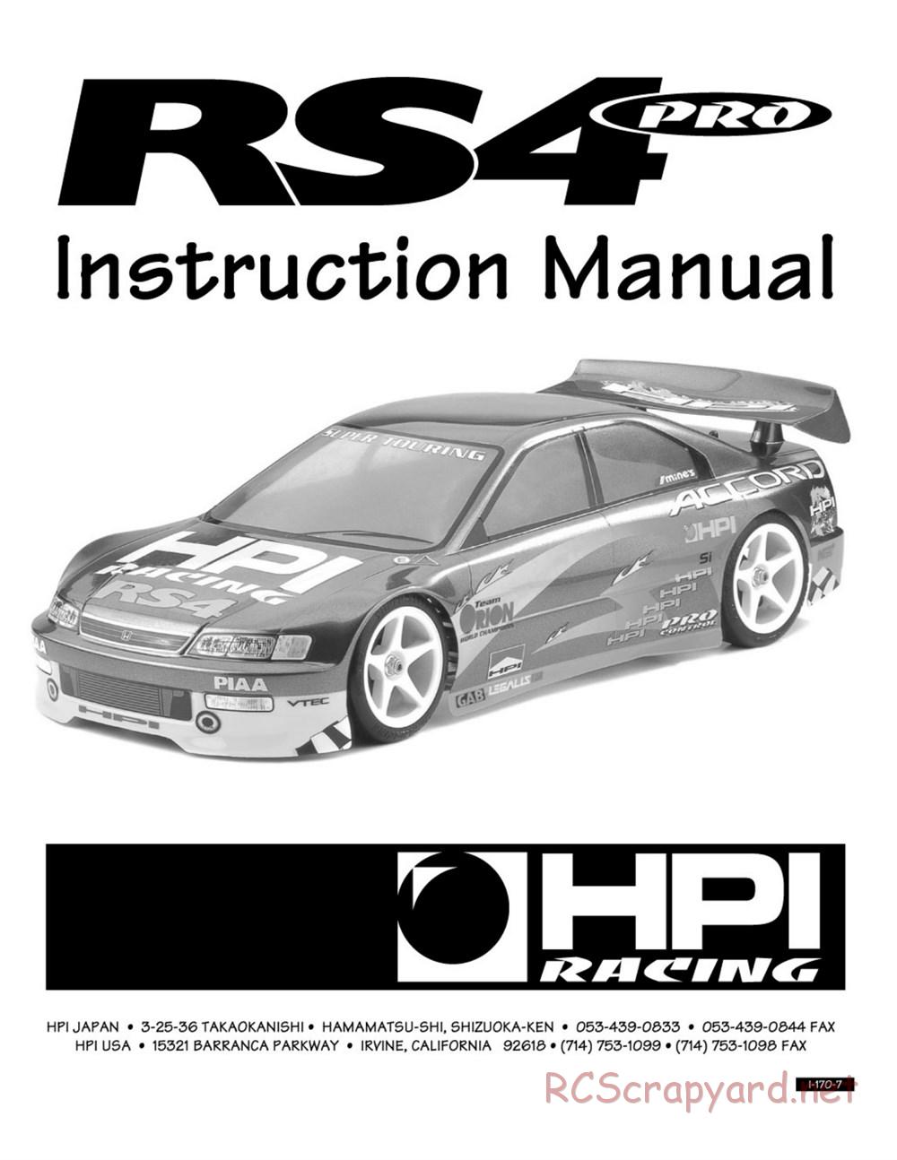 HPI - RS4 Pro - Manual - Page 1