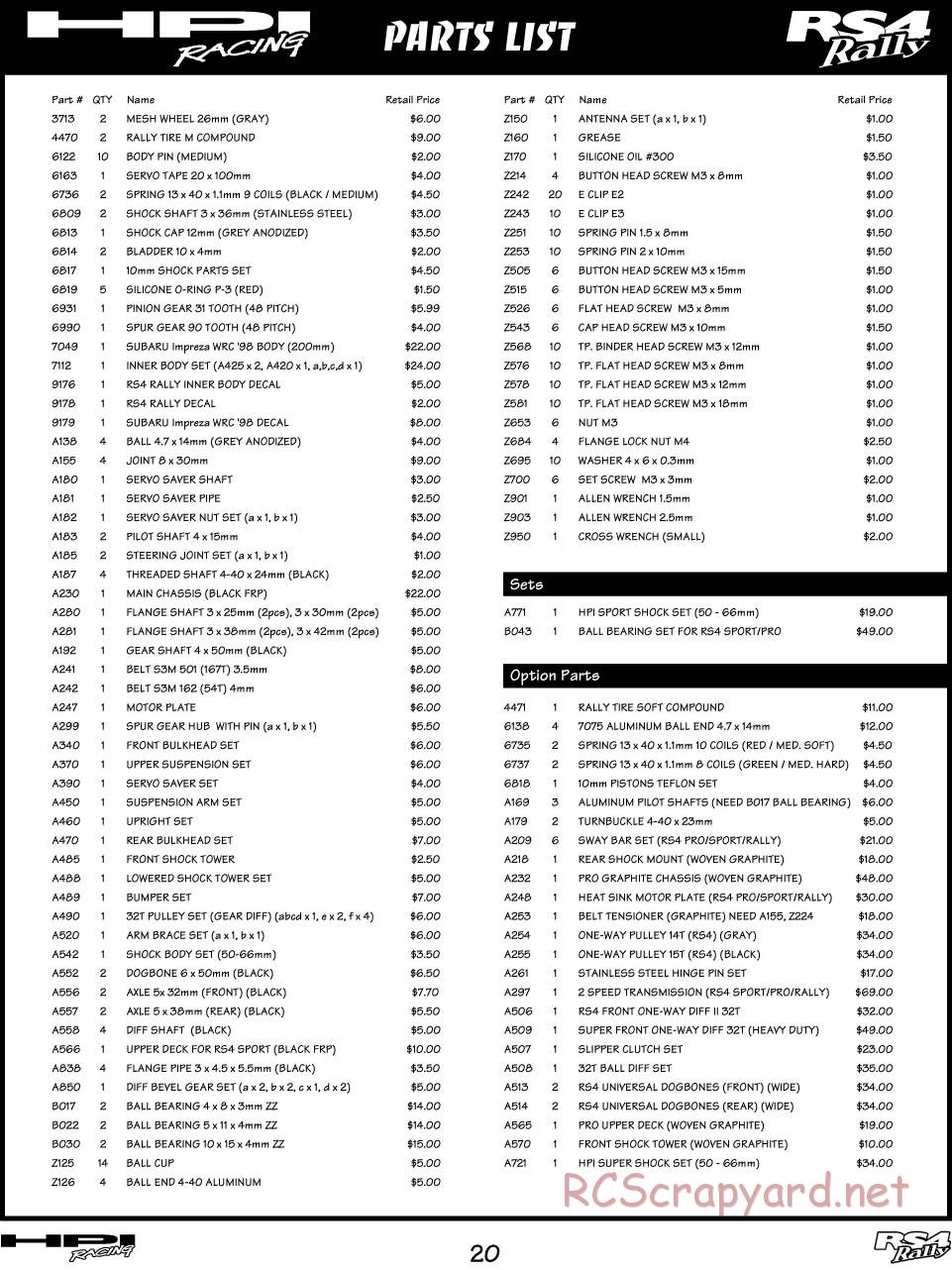 HPI - RS4 Rally - Manual - Page 20