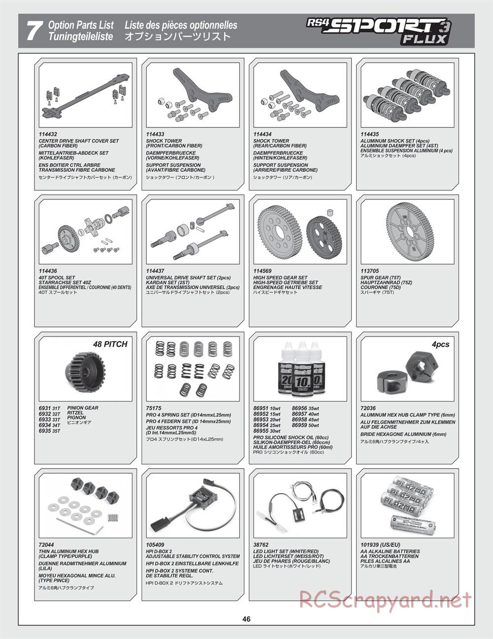 HPI - RS4 Sport 3 Flux - Exploded View - Page 46