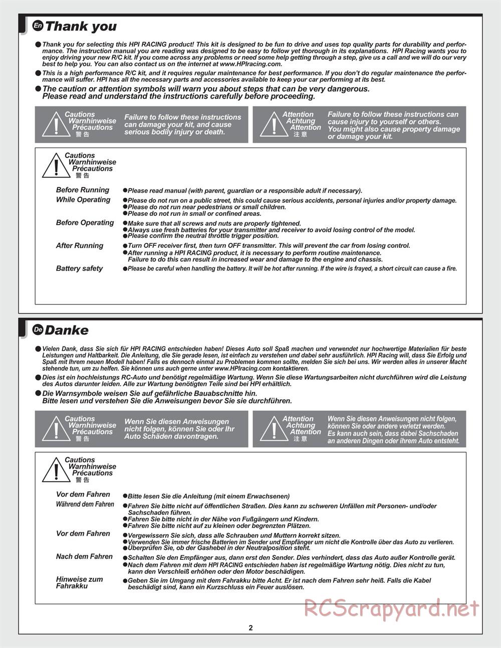 HPI - RS4 Sport 3 - Manual - Page 2