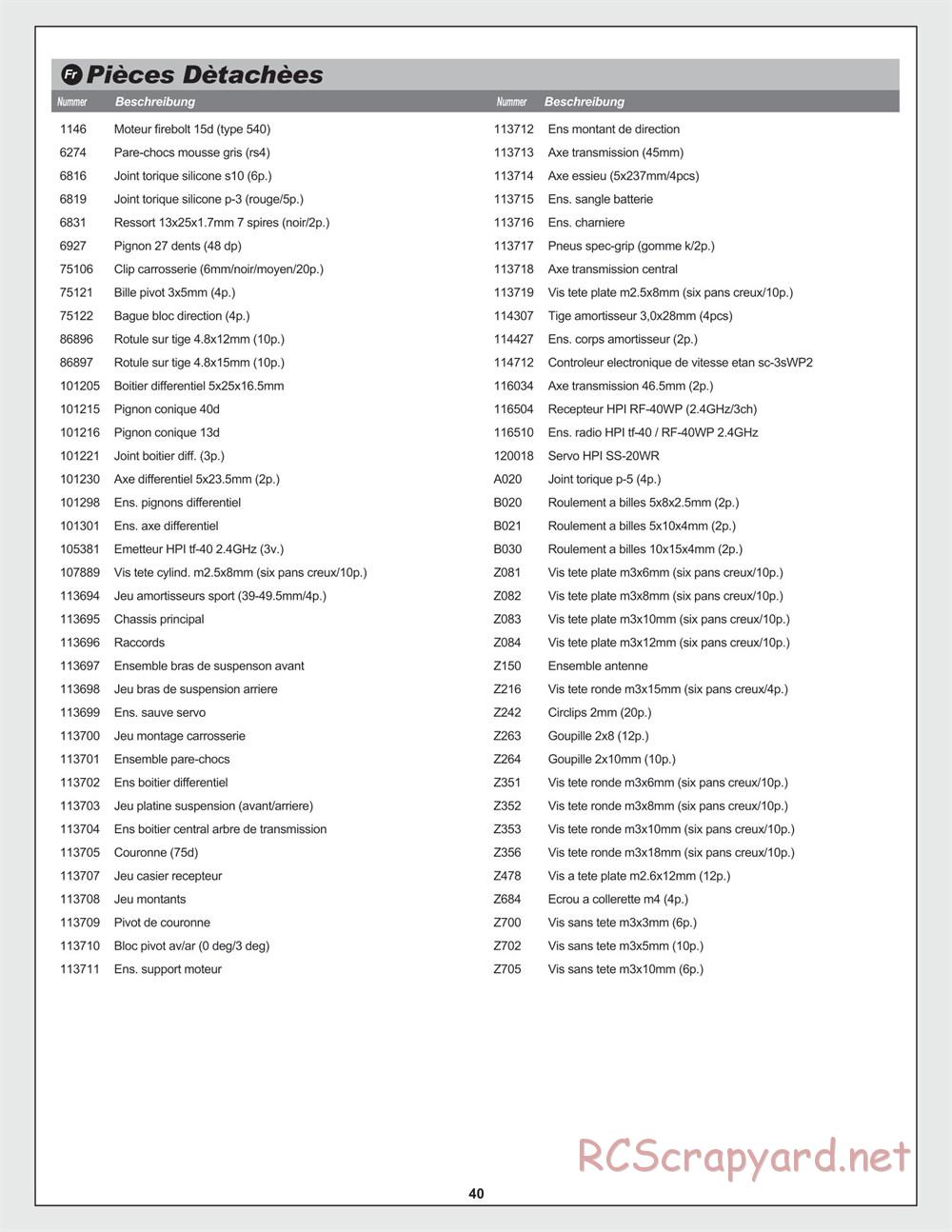 HPI - RS4 Sport 3 - Manual - Page 40