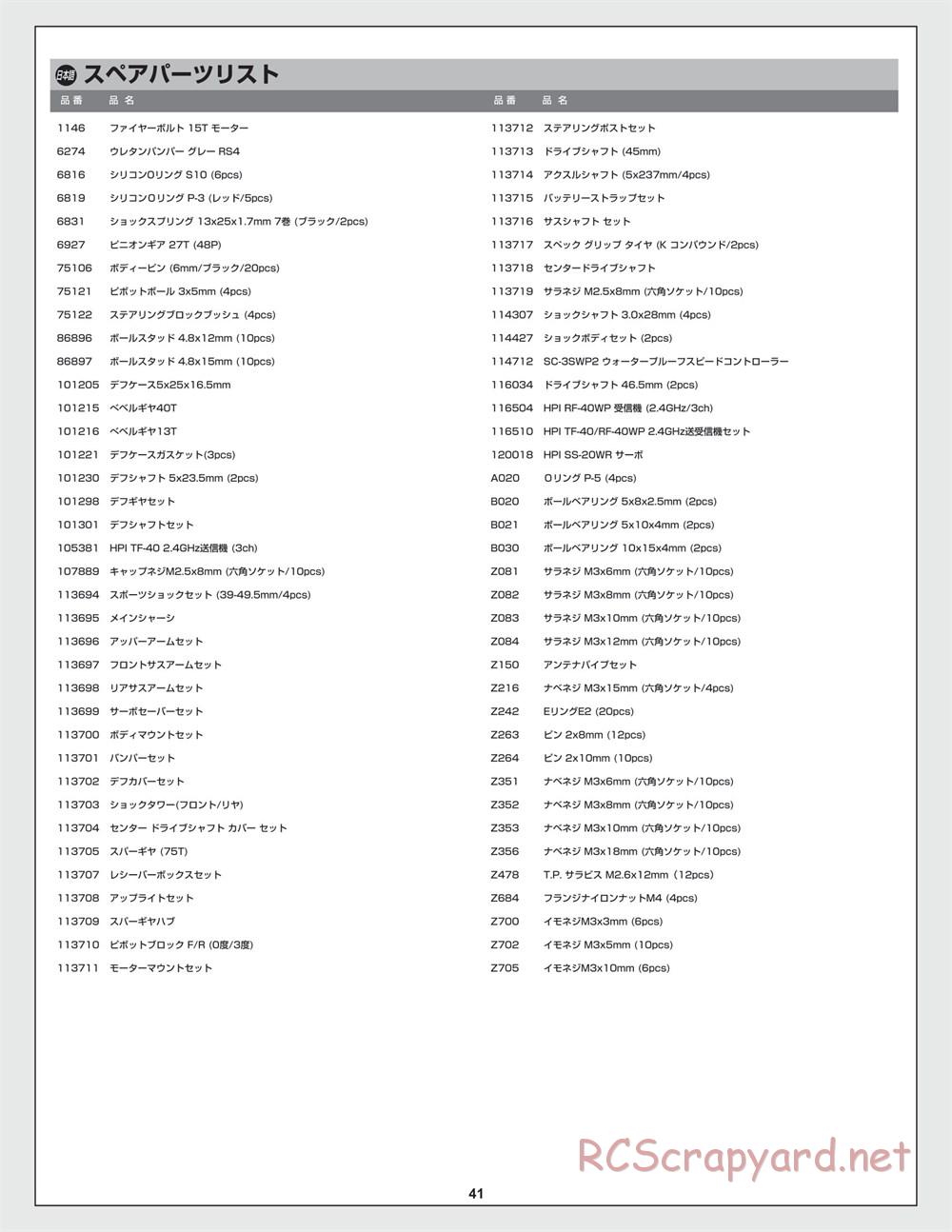 HPI - RS4 Sport 3 - Manual - Page 41