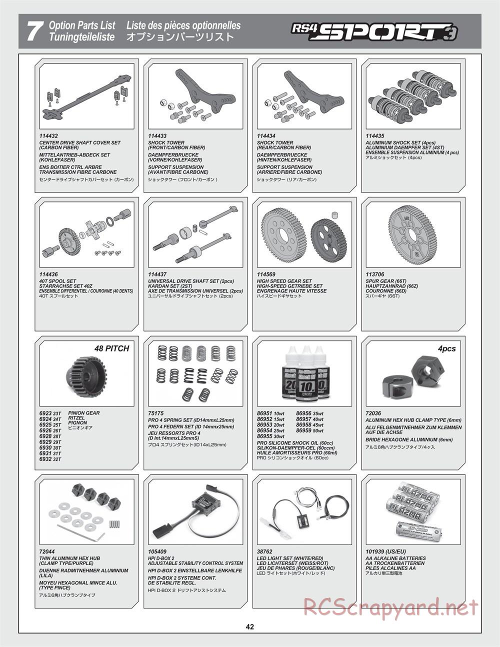 HPI - RS4 Sport 3 - Exploded View - Page 42