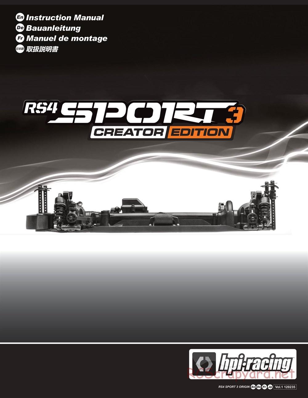 HPI - RS4 Sport 3 - Creator Edition - Manual - Page 1