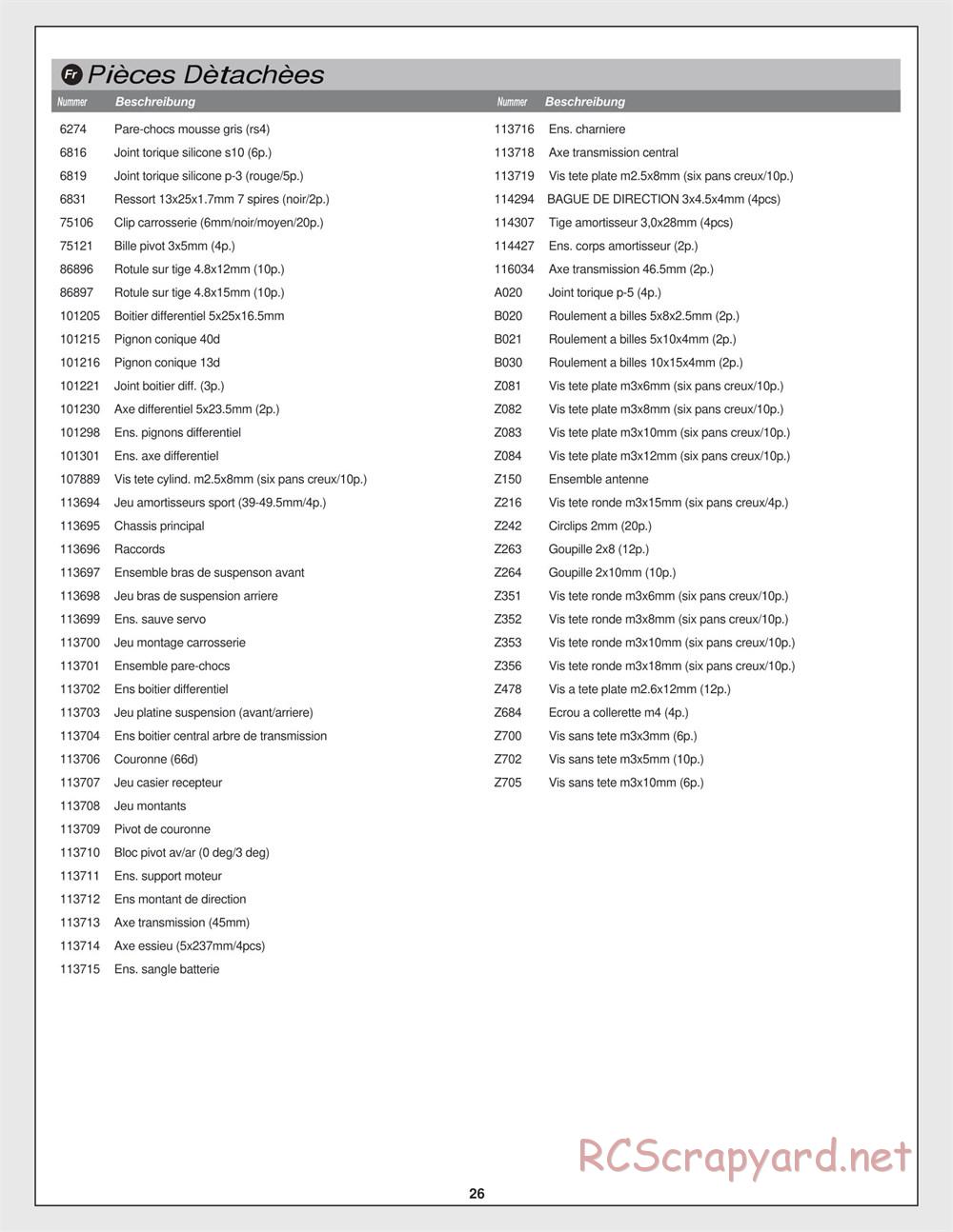 HPI - RS4 Sport 3 - Creator Edition - Manual - Page 26