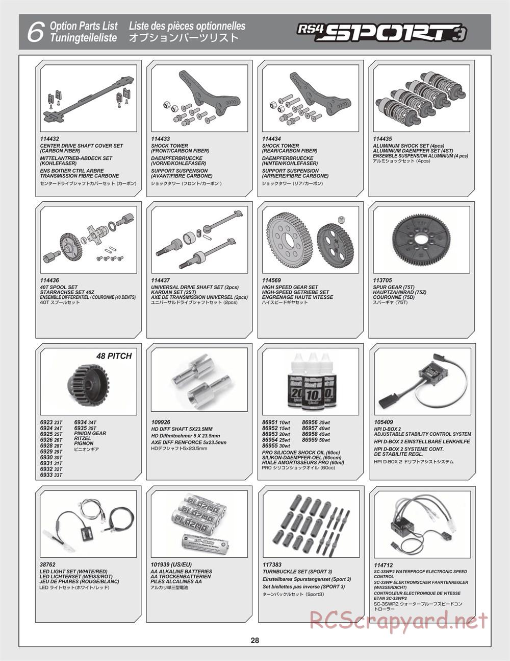 HPI - RS4 Sport 3 - Creator Edition - Manual - Page 28