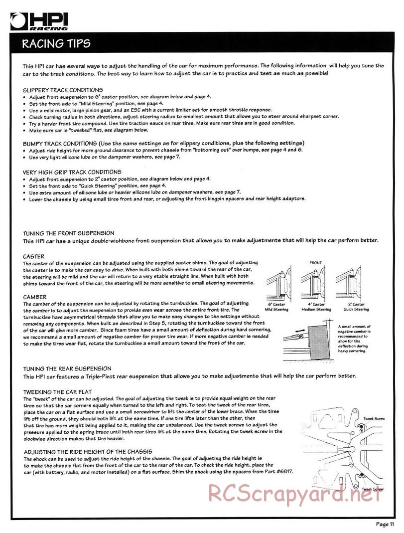 HPI - Road Star 10GW - Manual - Page 11
