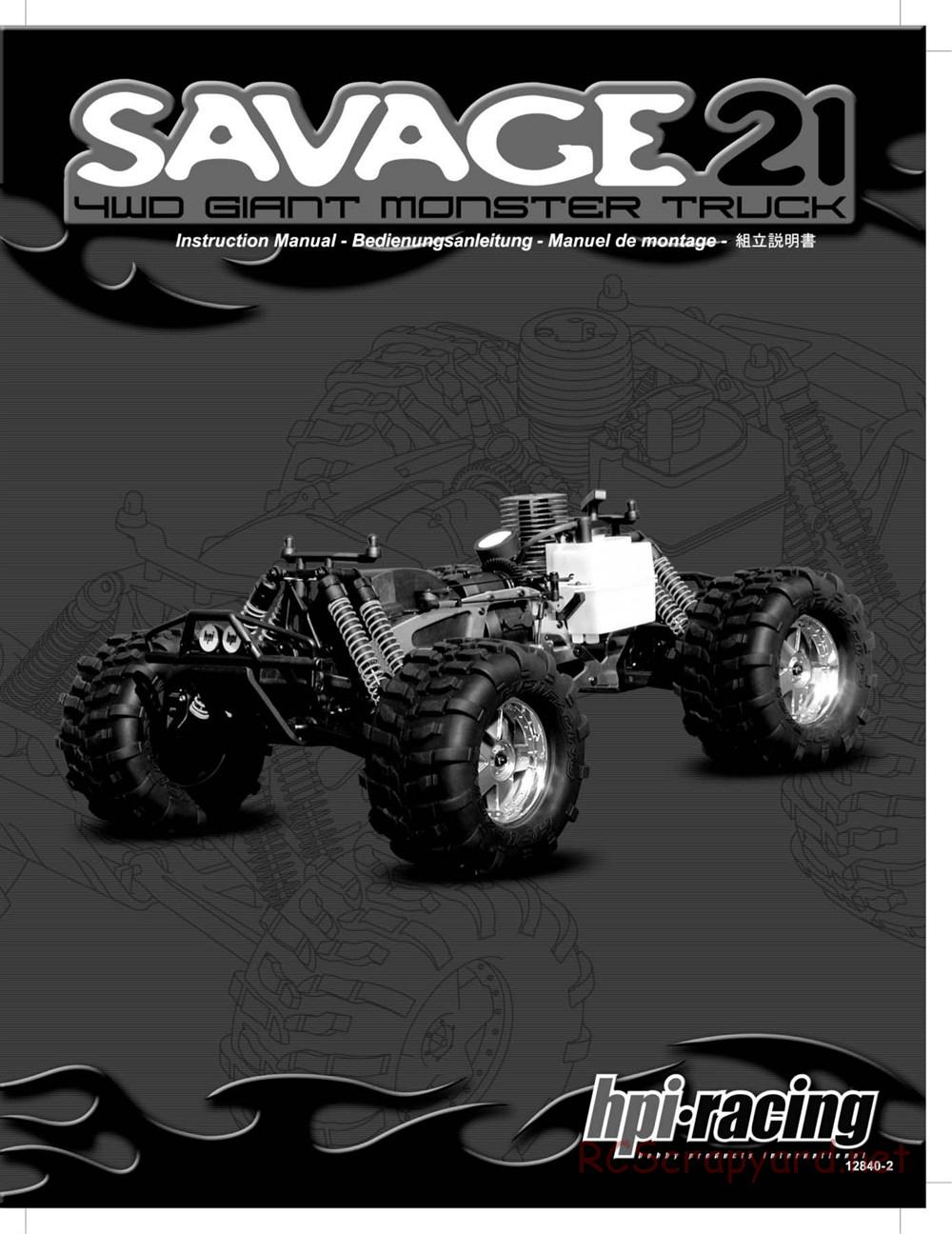 HPI - Savage 21 - Manual - Page 1